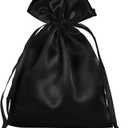 50 Pack 5X7 Satin Bags - Black Gift, Jewelry, Drawstring, Wedding, Baby Shower, Party Favor Bags