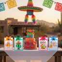Gersoniel 24 Pack Cinco De Mayo Clear Gift Bags with Handles Reusable Plastic Mexican Party Gift Bags with Ribbons Fiesta Goodie PVC Pouches for Birthday Holiday Party Supplies, 7 x 10 x 3.15 Inch