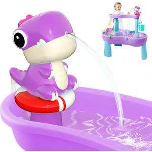Dinosaur Water Table Pump Continuous Flow - Rechargeable Water Pump for Water Table Accessories - Summer Outdoor Water Play Toys - Battery Powered Water Pump Outside (Purple)