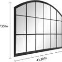 WAMIRRO Black Grid Wall Mirror,Wide Window Pane Black Mirror,Farmhouse Arched Wall Mirror,Mantel Mirror for Fireplace/Entryway/Hallway/Living Room,44X28