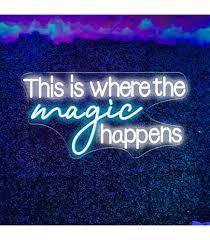 Voncitedn Large This Is Where The Magic Happens Neon Signs, Dimmable Neon Light Signs with ON/OFF Switch, LED Neon Light Sign for Living Room Home Gym Decor, Wedding Birthday Party Neon Sign, 25x13 Inch