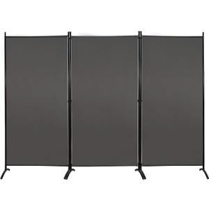MAYOLIAH Partition Room Dividers 3 Panel Folding Privacy Screens 6 Ft Tall Portable Office Walls Dividers for Room Separator 102"x20"x71", Grey