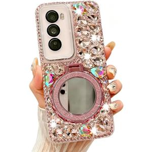 for Samsung Galaxy A36 5G Case with Sparkling Diamonds,Luxury Bling Glitter Design with Magsafe Ring Kickstand and Mirror for Women Girls (Pink)