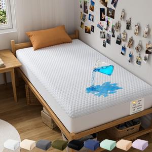 OhGeni 100% Waterproof Mattress Protector,Twin Size Mattress Soft Pad,Pet Hair & Bedwetting Resistant,Cooling Breathable Fitted Sheets,Washable Bed Cover,Non-Slip Deep Pocket,Noiseless for Kids Rooms