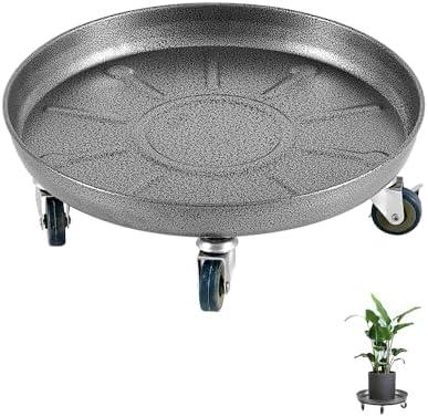 LeafLassie Heavy Duty Plant Caddy with Wheels 12 Inch, 360° Caster, Outdoor Rolling Plant Dolly That is Not Easily Rusted, Indoor Metal Plant Cart with Rollers, Plant Pot Trolley, Silver 2 Pack