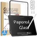 Esanik [2+2 Pack Like Paper Glass Screen Protector for iPad Pro 11 Inch M5/M4 (2025/2024) with Camera Lens Protector & Alignment Frame, 9H Tempered Glass Papered Film for Drawing Writing