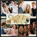 Horse Race Board Game, Foldable Horse Racing Game for Adults with 12 Laser Wooden Horses, 100 Pcs Poker Chips 2 Dice 2 Pack of Cards for Family Game Nights Party Gifts Tabletop Parties(Log)