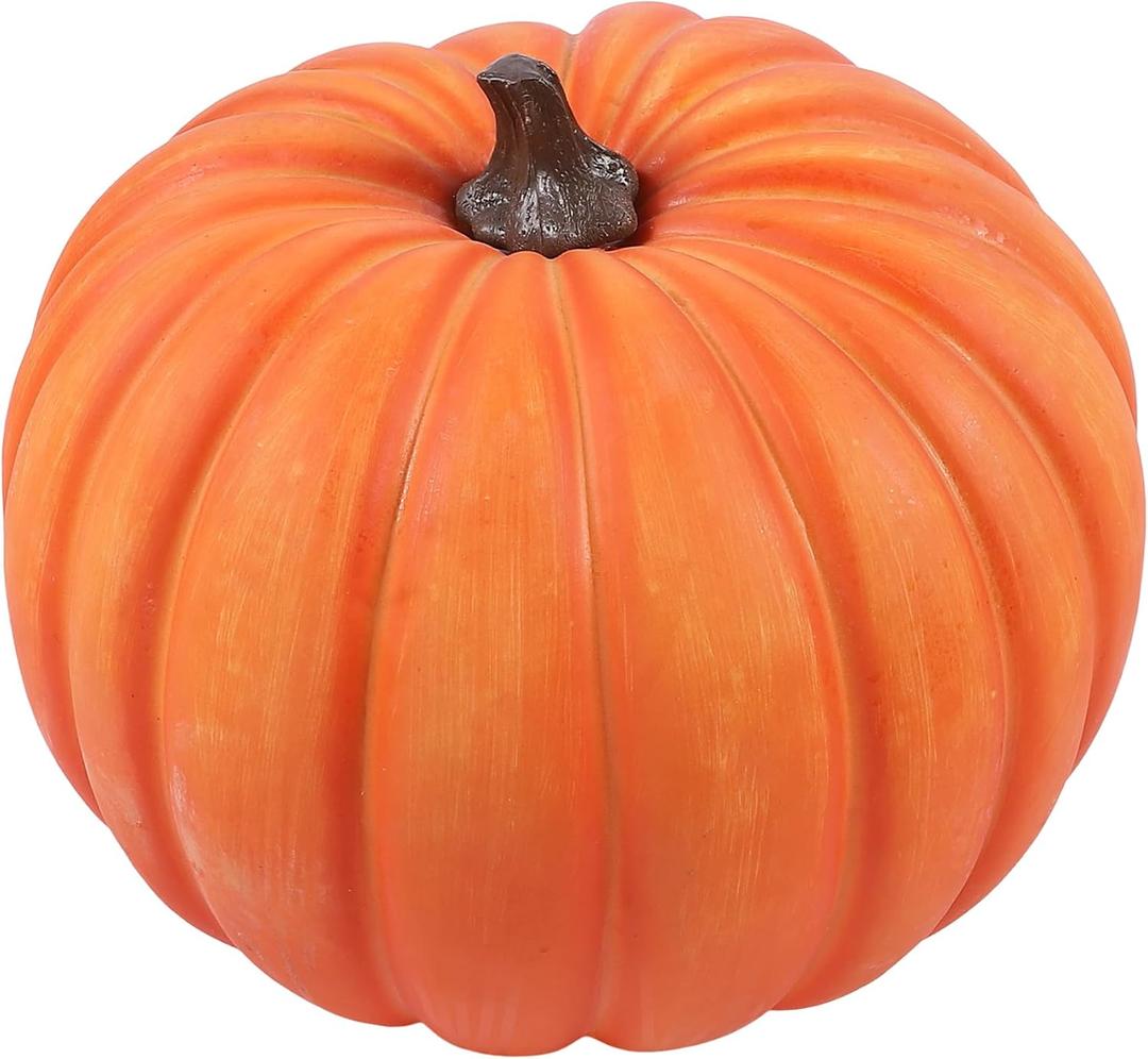 Artificial Pumpkin Orange Realistic Foam Pumpkin Fall Decor Fake Fruit Vegetable for Harvest Thanksgiving Party Christmas Decoration,(Size:11.8W x 9.8H)
