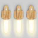 iThird Motion Sensor Light Indoor - Wireless Wall Light, lumi Light, Magnet Rechargeable Wall Sconces, Portable Night Lights, LED Lights for Closet, Bathroom (Beech 3PCS)