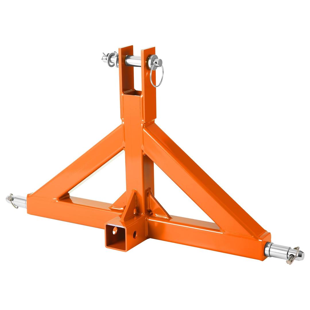 Tractor Quick Hitch, Category 1 Heavy Duty 3-Point Hitch Adapter with 2" Receiver & Drawbar, Ultimate Towing Solution for Implements, Trailers, Orange