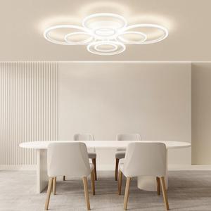 Modern LED Ceiling Light, 23-Inch, 3 Color Temps, 3348LM, Adjustable Brightness, Remote & APP Control, Energy Saving Ideal for Living Room, Dining Room, Kitchen & Office - 8 Cirles