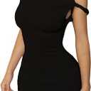 Lancifolium Sexy Y2k Designer Twist One Shoulder Bodycon Mini Dress for Women Elegant Party Cocktail Dresses Size Small