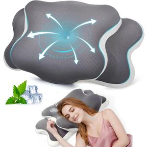 Sleep Apnea Pillow, Ergo Pillow for Sleep Apnea, Cervical Neck Pillow for Neck Pain Relief, Sleeping, and Snoring Relief, Orthopedic Therapy Memory Foam Contour Cooling Pillow for Side, Back