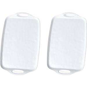 Large Serving Tray Set of 2 19 x 12 Inch White Rectangular Melamine Trays with Handles Durable Plastic Food Serving Tray for Snacks, Meals, Parties, Outdoor & Indoor Use