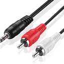 TNP RCA to Aux Cable (1 FT) - Male to Male 2 RCA to 3.5mm Adapter Connector Wire Cord - 2RCA Red and White Audio Cable to AUX Auxiliary Headphone Jack Plug Y Splitter Converter