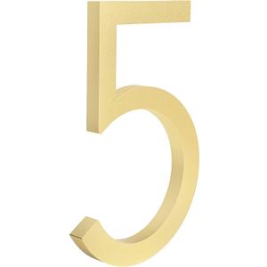 HASWARE Floating House Number 4 inch Stylish Door Numbers Alphabet Plaque Street Home Address Numerals (Small 5, Golden)