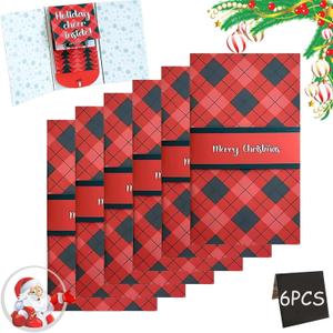 6Pcs Handmade Waterfall Christmas Giftcard Booklet, Money Envelopes for Cash, Pull-out Design Merry Christmas Cards DIY Giftcard Booklet, Holiday Party Christmas Gifts Card Book Supplies