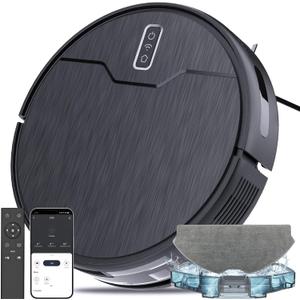 Robot Vacuum and Mop Combo, Robot Vacuum Cleaner, 6 Cleaning Modes, Large Capacity Water Tank Dustbin, Self-Charging, WiFi/App/Alexa, Ideal for Hard Floor, Carpet, Pet Hair (Grey-1)