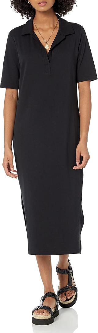 Amazon Essentials Womens Organic Cotton Jersey Short-Sleeve Midi Polo Dress, XL