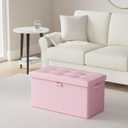 ENGPOW Storage Ottoman Bench,Fireproof Folding Bench with Lock,30 Inches FireWater Resistant Storage Chest Foot Rest Stool Leather Bedroom Ottoman Safe for Documents,Valuables, Pink, 15"D x 30"W x 15"H