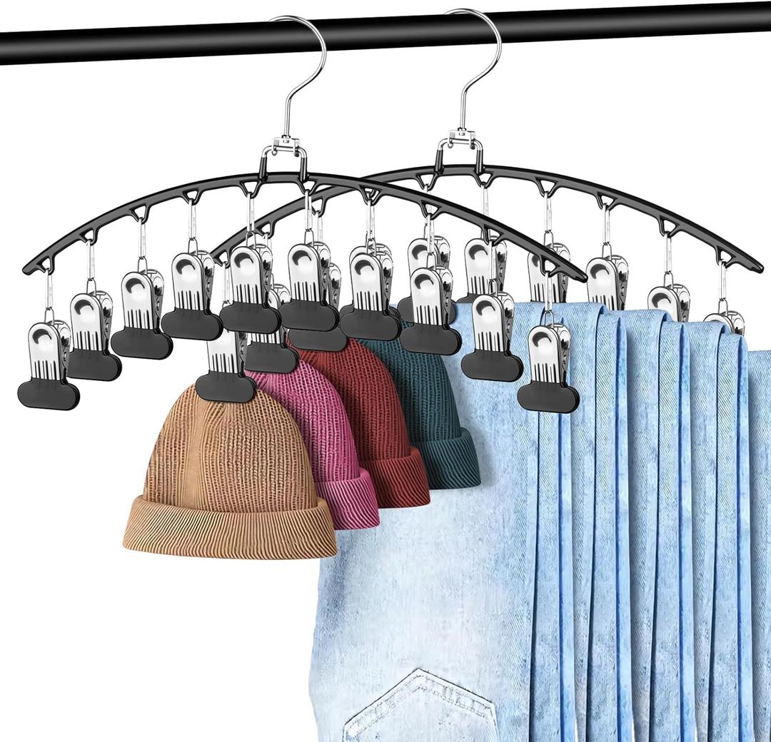 Closet Organizers and Storage - 2 Pack Coated Black Hanging Shelves, Durable Legging & Clothing Organizer for Home, Office, Wardrobe (Space-Saving Design)