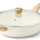 SENSARTE Ceramic Nonstick Frying Pan Skillet with Lid, 12 Inch Large Deep Frying Pan, 5 Qt Saute Pan, Induction Pan, Healthy Non Toxic Cooking Pan with Helper Handle, PFOA PFAS PTFE Free