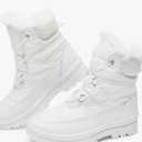 BABUDOG Womens Warm Fur Lined Mid-Calf Boots Waterproof Winter Snow Boots Non-slip Lace up Combat Boots, 7