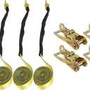 Classic Yellow Lasso Style Car Tie Down with Snap Hooks 2 Inch x 96 Inch 4 PCS 3,300 lbs Safe Working Load (Does not apply)