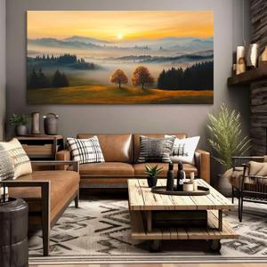 HGUAOA Nature Wall Art - Mountain & Landscape Artwork for Walls - Scenery Canvas Wall Art - Forest Painting for Living Room - Rustic Farmhouse Decor - Wall Pictures for Bedroom 2040IN