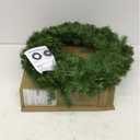 National Tree Company Pre-Lit Artificial Christmas Wreath, Green, North Valley Spruce, White Lights, Christmas Collection, 24 Inches, NRV7-300D-24WB1