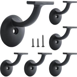 HOME MASTER HARDWARE Hand Rail Bracket, Heavy Duty Stair Support for Home or Office Stairways Handrail, Matte Black 6 Pack HOME MASTER HARDWARE Hand Rail Bracket, Heavy Duty Stair Support for Home or Office Stairways Handrail, Matte Black 6 Pack
