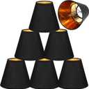 Chandelier Lamp Shades Set of 6, Mini Barrel Lampshades 6 Inch Black Replacement Small Clip on Lampshade for Candelabra Light Bulbs 3" X 6" X 5"