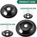 Burner Drip Pan Bowls 5304430149(6")5304430150(8") and Electric Stove Burners MP15YA(6") MP21YA(8") Kit Compatible for Frigi-daire Ken-more Cro-sley Tap-pan Stove by MIFLUS