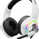 ZIUMIER White Gaming Headset for PC, PS4, PS5, Xbox One, Xbox Series S/X, Switch, Noise Canceling Microphone, Stereo Surround Sound, 3.5mm Wired Gaming Headphones