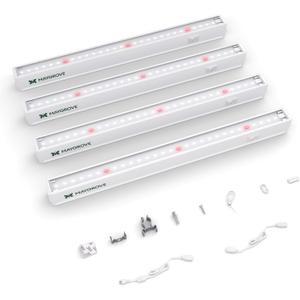 Maygrove T5 Grow Lights for Indoor Plants 1FT, Red-Enhanced Full Spectrum 5000K Grow Light, 28W(4 x 7W), Grow Light Strips for Seed Starting, Greenhouse, High PPFD, Linkable, White, 4-Pack