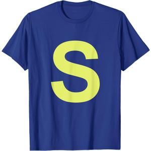 Chipmunk Halloween Carnival Group Costume Letter S Shirt Blu T-Shirt, L