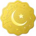 BENECREAT 100pcs Moon and Star Pattern Self Adhesive Gold Foil Embossed Stickers, Embossed Gold Certificate Seals for Wedding Invitations Envelope Graduation Seals, 5x5cm/2x2inch