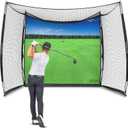 GoSports Range Cage 10 x 8 ft Golf Practice Hitting Net - Choose Between Printed Graphics Impact Screen, Blank Simulator Screen, or Classic Net