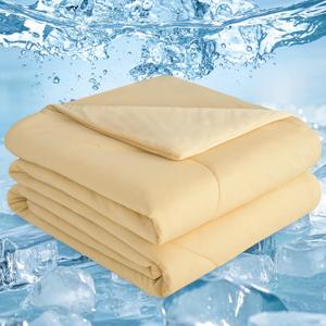 PHF Cooling Comforter Queen for Hot Sleepers, Soft Double Side Cooling Blanket for Night Sweats Absorbs Body Heat, Q-Max>0.5 Arc-Chill Cool Lightweight Summer Cold Comforter, 90"x90", Beige