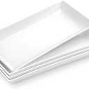 MALACASA Serving Platters Set of 4, Ceramic Serving Platters and Trays for Serving Food, Rectangular Serving Trays for Party, Large Serving Plates, Party Serving Trays and Platters - 14 Inch, White