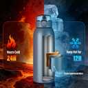 Insulated Water Bottle 24 oz with Dustproof Lid, Carry Handle & Tea Infuser, BPA-Free & Leakproof, Stainless Steel Water Bottles Ideal for Fitness, Hiking, Office & Outdoor Use Navy Blue