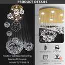 Modern Large Chandelier for Foyer Raindrop Crystal Chandeliers LED Dimmable High Ceiling Flush Mount Light Fixtures for Staircaes Hallway Entryway 78.7'' Gold, D24'' x H78''