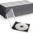 25 Pieces Clear CD Jewel Cases, 10.4 mm Standard Single CD DVD Storage Case with Assembled Black Tray, Plastic Discs Protective Covers for CD Collection Organization