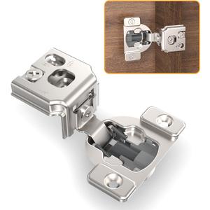 Chibery 4 Pack 1-1/4" 4D Concealed Hinges for Face Frame Door, Soft Close On/Off Switch, Self Closing, 105 Open Angle Concealed Stainless Steel Hinges for Framed Cabinet, Satin Nickel