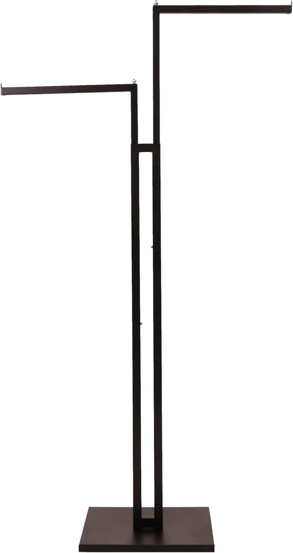 SSWBasics Black 2-Way Adjustable Clothing Rack with Straight Arms and Chrome Accents - Adjustable From 48" to 72" - Great for Retail, Restaurants, and Home Storage