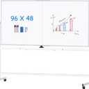 maxtek Rolling Whiteboard, 96x48 Large Double-Sided White Board Dry Erase on Wheels, Giant Magnetic White Board Standing for Office, School, Home Office, Homeschool