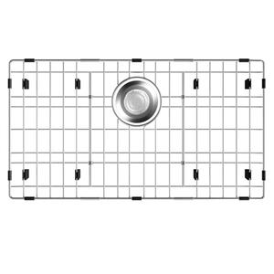 26.2" X 14.2" Large Sink Protector for Kitchen Sink,Metal Sink Rack with Strainer,Stainless Steel Sink Grid for Bottom of Sink,Sink Grate with Corner Radius 0.4" and Rear Drain for Single Bowl,1 pack