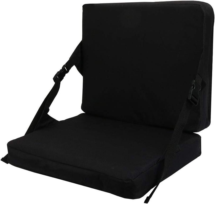 Kimi HouseIndoor & Outdoor Folding Chair Cushion, Foldable Portable Stadium Seat, Chair Cushion for Sports Events, Outing, Travelling Hiking, Fishing (Black)