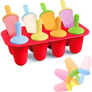 Lamesa Popsicles Molds Silicone, 8 Pieces BPA-Free Ice Pop Mold, Reusable Mini Toddler Popsicle Molds with Sticks, Homemade Small Popsicle Mold for Kids (Red)