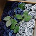 J-Rijzen Artificial Flowers 25PCS Real Looking Blue Ombre Colors Foam Roses 5 Tones Fake Roses with Stems for DIY Wedding Bouquets Centerpieces Baby Shower Party Home Decorations